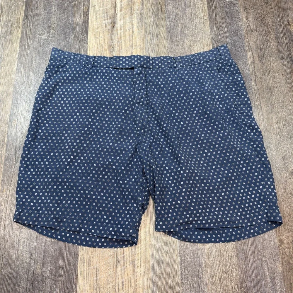 Polo Ralph Lauren Mens 44 Blue Linen Silk Geometric Print Classic Fit Shorts
